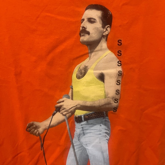 Freddie Mercury Orange Men's Graphic T-Shirt NWT Queen's Front Man Rock & Roll - Picture 6 of 7